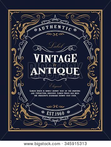Hand Drawn Frame Western Vintage Label Antique Banner Flourishes Design Vector Illustration