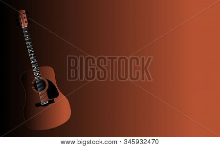 A Typical Acoustic Guitar Isolated Over A Brown To Orange Background Background.