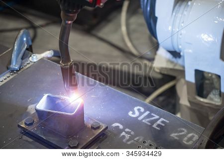 The Hi-accuracy Robotic Welding Machine Control By Cnc Program. The Hi-technology Metal Working Proc