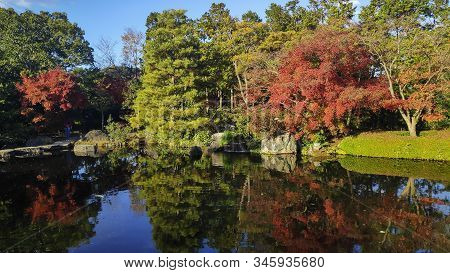 Koko-en Garden At Himeji Of Japan. Koko-en Is A Japanese Garden Located Next To Himeji Castle