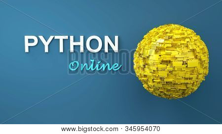 3d Illustration Of Advertising Banner For Python Online. Copy Space. E-learning. Software Developmen