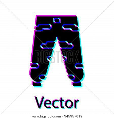 Black Camouflage Cargo Pants Icon Isolated On White Background. Vector Illustration
