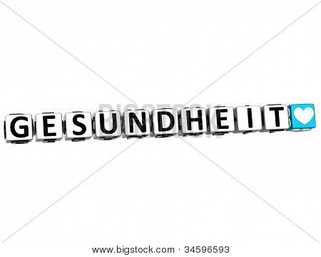 3D sundhed i tysk sprog knap Klik her blok tekst