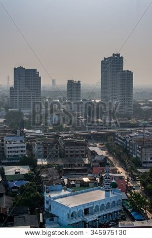 Bangkok, Thailand - Jan 18, 2020 : Aerial View Of Assalafiyah Mosque (muslim Mosque)at Sunset In Ban