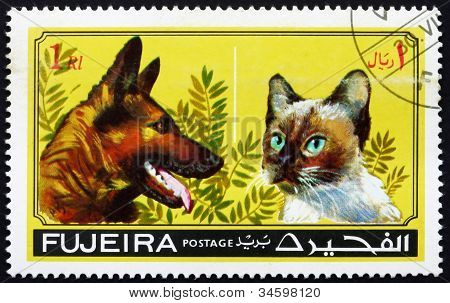 Posta pulu Fujeira 1971 köpek ve kedi, hayvan