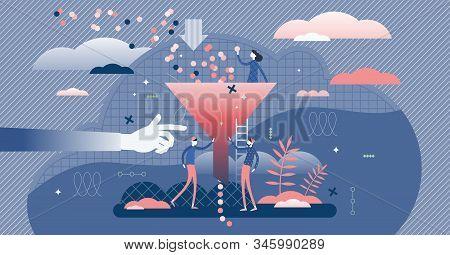 Bottleneck Business Management Problem Concept, Flat Tiny Persons Vector Illustration. Stylized Abst