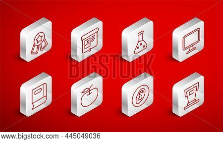 Set Line Stage Stand, Projection Screen, Test Tube, Computer Monitor, Ear Listen Sound Signal, Medal