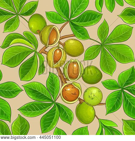 Mongongo Branches Vector Pattern On Color Background