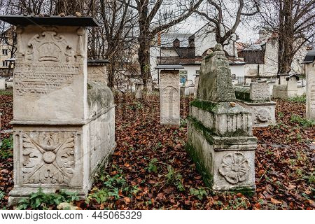 Krakow,poland-december 19,2021.old Jewish Cemetery Of Krakow Known As Remuh Cemetery.nazis Destroyed