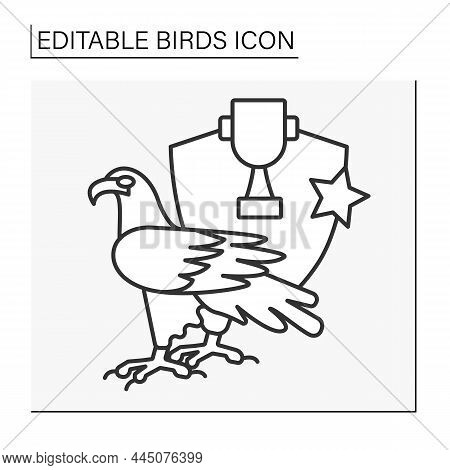 Eagle Line Icon. Bird Symbolic Of Power, Strength, Courage, And Focus. Independence And Goals Achiev