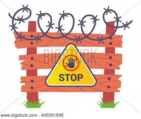 Protective Structure From Unauthorized Persons. Restricted Area For Unauthorized Persons. Flat Vecto