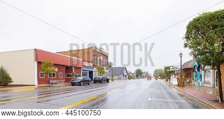 Gobles, Michigan, Usa - October 21, 2021: The Old Business District On State Street