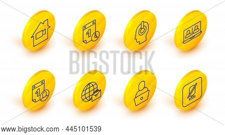 Set Line Mute Microphone, Freelancer, Online Working, Time Management, Video Chat Conference, And Ca