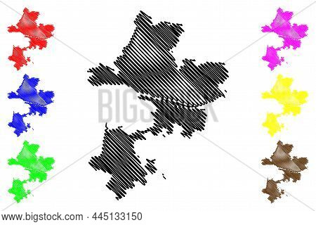 Tiruchirappalli District (tamil Nadu State, Republic Of India) Map Vector Illustration, Scribble Ske