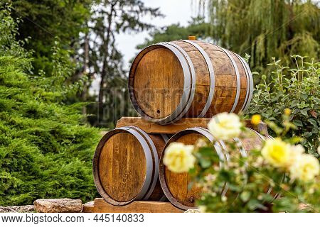 Chalon-sur-saone, France, Wine Barrels In A Leisure Park