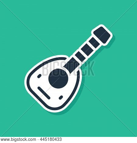 Blue Musical Instrument Lute Icon Isolated On Green Background. Arabic, Oriental, Greek Music Instru