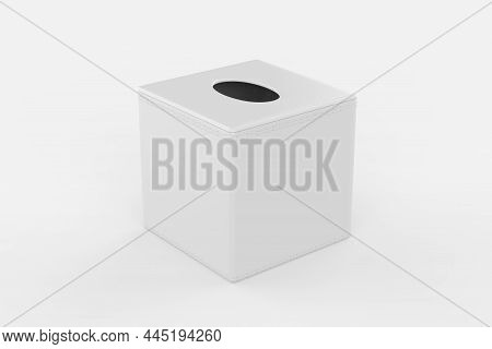 Luxury Hotel  Home Genuine Or Pu Leather Hard Tissue Paper Dispenser Box. 3d Illustration