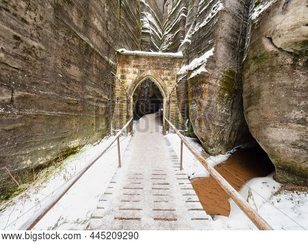 Main Old Gate Inty Rocky Labyrinth. Teplice Adrspach Rocks Labyrinth, Eastern Bohemia, Czech Republi