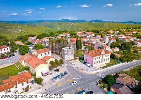 Town Of Barban On Picturesque Istrian Hill Aerial View, Green Istria Region Of Croatia