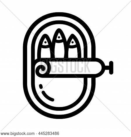 Sardines Tin Can Icon. Outline Illustration Of Canned Fish, Herring, Sprat. Vector Food Icon For Web