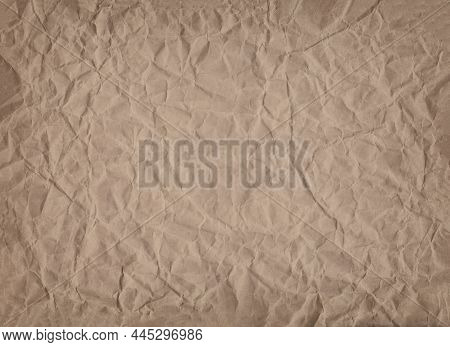 Crumpled Brown Paper Of Texture Background.
