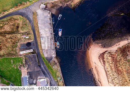 Aerial View Of The Inver Pier In County Donegal - Ireland.