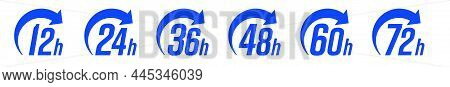 12, 24, 36, 48, 60, 72 Hour Timetable Arrow Design Template. Delivery Shipping Service, Online Deal 