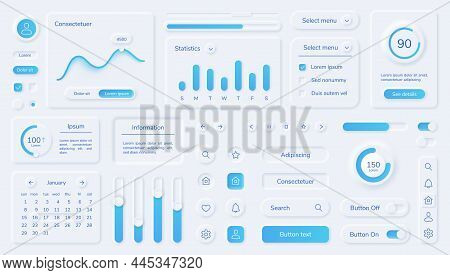 Neumorphic User Interface Elements, Mobile App Ui Design Kit. Buttons, Bars, Sliders In Neumorphism 