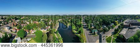 An Aerial Panorama Of Wellington Park In Simcoe, Ontario, Canada