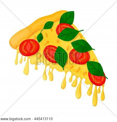 Image With A Triangular Slice Of Pizza With Cheese