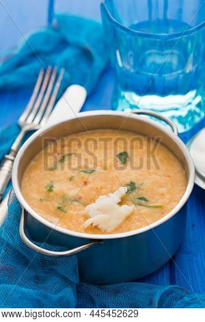 Traditional Portuguese Dish Bread With Fish Acorda On Dish