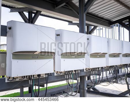 Outdoor Electric Control Box. Circuit Controller Box. Electric Control Box With Push Buttons And Swi