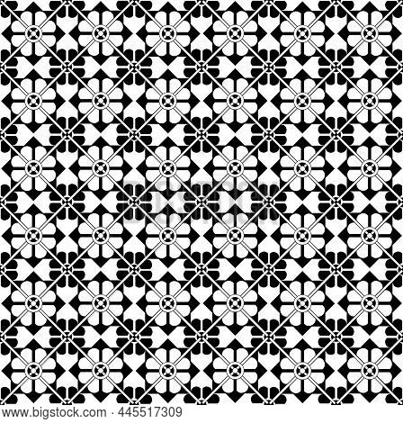 Abstract Arabesque Seamless Pattern. Linear Floral Ornament. Artistic Geometric Backdrop In Arab Ori