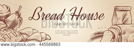 Bread House Bakery Banner Template. Pastry Shop Logo Design