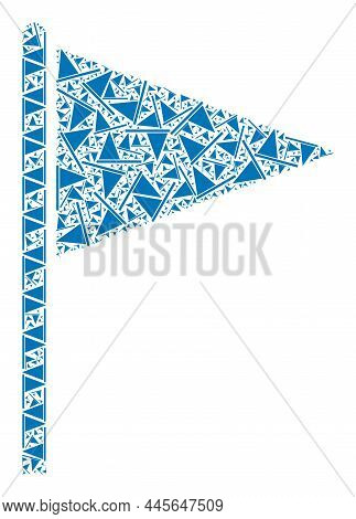 Vector Triangle Flag Icon Collage. Triangle Flag Collage Is Created From Random Recursive Triangle F