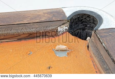 Old Broken Pooltable Outside, Selective Focus
