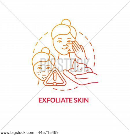 Exfoliate Skin Red Gradient Concept Icon. Beauty And Health Procedure. Skincare Routine Tip Abstract