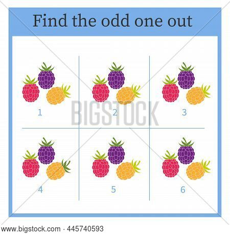 Find The Odd One Out. Visual Logic Puzzle For Children. Vector Illustration.