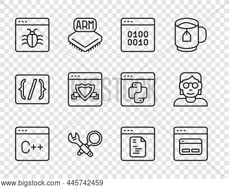 Set Line Software, Search Engine, Binary Code, Debugging, System, Browser With Shield, And Hacker Or