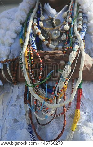 Candomble Adept At Bonfim Church
