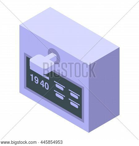 Old Taximeter Icon Isometric Vector. Display Monitor. Driver Cab