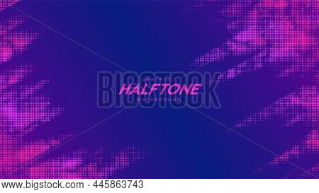 Abstract Vector Torn Monochrome Halftone Background. Scrathed Dotted Texture Element. Diagonal Compo