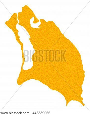 Vector Golden Map Of Barbuda Island. Map Of Barbuda Island Is Isolated On A White Background. Golden