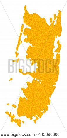 Vector Gold Map Of Pemba Island. Map Of Pemba Island Is Isolated On A White Background. Gold Items M