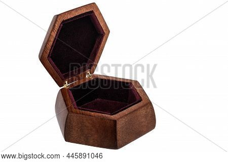 Open Wooden Jewelry Box With Velvet Lining