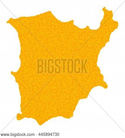 Vector Golden Map Of Koh Samui. Map Of Koh Samui Is Isolated On A White Background. Golden Items Tex