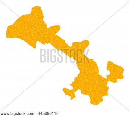 Vector Golden Map Of Gansu Province. Map Of Gansu Province Is Isolated On A White Background. Golden