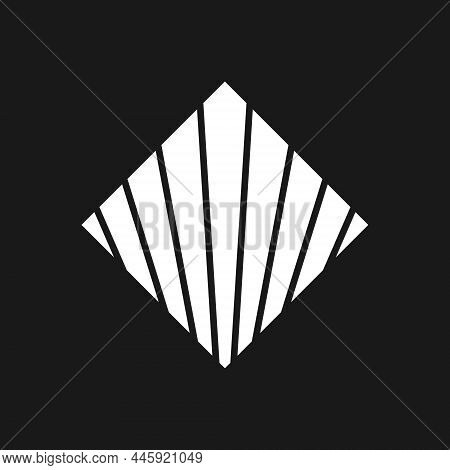 Retrowave, Synthwave Rhombus With Vertical Stripes 1980s Style. Black And White Shape Retrowave Desi