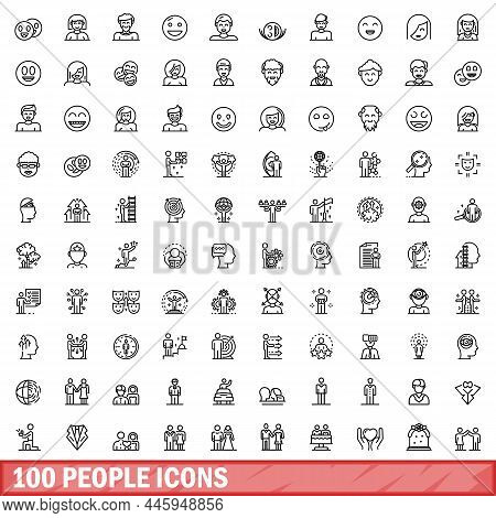 100 People Icons Set. Outline Illustration Of 100 People Icons Vector Set Isolated On White Backgrou