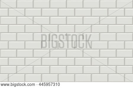 Subway Tiles Horizontal White Background Metro Brick Decor Seamless Pattern For Kitchen, Bathroom Or